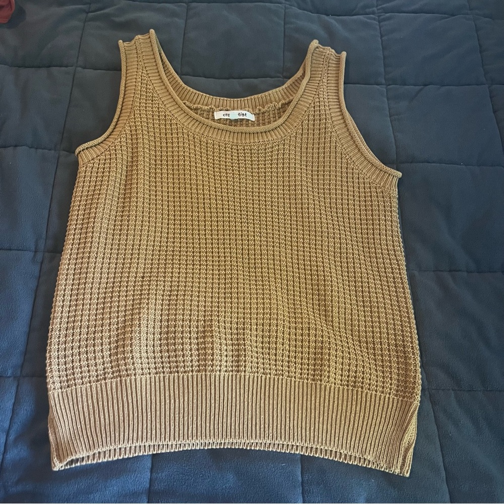 Tan Ribbed Knit Tank Top